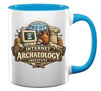 Exploring History Through Digital Discoveries Ceramic Tea Coffee Mug Light Blue