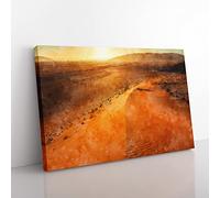 Exploring The Desert In Namibia Painting Modern Art Canvas Wall Art Print Ready to Hang, Framed Picture for Living Room Bedroom Home Office Décor, 76x50 cm (30x20 Inch)
