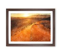 Exploring The Desert In Namibia Painting Modern Art Framed Print | A3 Walnut Framed Wall Art | Ready to Hang | Modern Landscape Picture | Living Room Bedroom Lounge Office