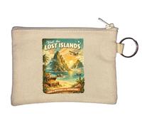 Exploring the Land of Mystery and Adventure Key Chain Coin Purse Beige