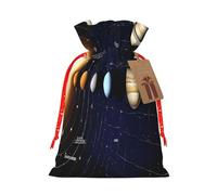 (Exploring the Solar System) Large Reusable Burlap Pouches Rustic Wedding Favor Xmas Bags Drawstring Gift Sacks Bulk Party. M Size