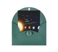 Exploring The Solar System Print Blank Greeting Cards, Love Buttons, Pearl Paper Envelopes Suitable For Various Occasions - Anniversary Cards, Thank You Cards, Holiday Cards, Wedding Cards