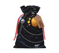 Exploring The Solar System Print Christmas Burlap Drawstring Gift Bags Reusable Gift Bags, Holiday Packaging With Rustic Charm