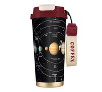 Exploring The Solar System Print Coffee Cup Travel Mug 500ml, Double-Wall 316 Stainless Steel, Portable Insulated Tumbler With Leak-Proof Lid And Straw, Reusable Thermal Mug For Hot And Cold