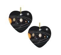 Exploring the Solar System -Print Custom Heart Acrylic Ornament Gold Lanyard, For Christmas Wedding Decor, Bulk Gifts & Party Supplies.