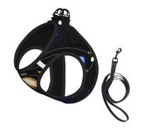 Exploring The Solar System Print Dog Harness Small Sized And Leash Set, Step In Soft Light Puppy Vest Breathable Mesh Pet Harness