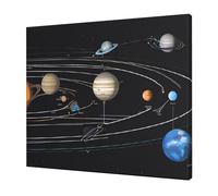 Exploring The Solar System -Print Frameless Wall Art 20X24 Inche, Modern Canvas Print with Wooden Support, Ready to Hang Decor for Living Room & Bedroom.