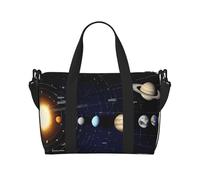 Exploring The Solar System Print Large Travel Duffel Bag Foldable Lightweight Weekender Bags, Carry On Overnight Tote Bags, Gym Duffel Bags Hospital Bags Yoga Bags For Women Men, Black, One Size