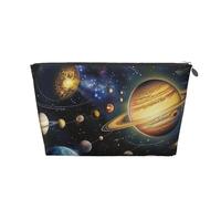 Exploring the Solar System Print Makeup Bag, Small Travel Cosmetic Bag Toiletry Bag Portable Makeup Pouch with Silver Zipper for Women Girls