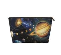 Exploring the Solar System Print Makeup Bag, Small Travel Cosmetic Bag Toiletry Bag Portable Makeup Pouch with Gold Zipper for Women Girls