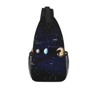 Exploring The Solar System Print Men'S Casual Chest Crossbody Bag With Multi-Pocket Design – Lightweight & Spacious Front Bag For Travel, Work & Daily Use