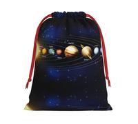 Exploring The Solar System Print Santa Sack Drawstring Bags For Presents, Reusable Plush Holiday Fabric Gift Bags- L Size