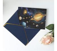 Exploring The Solar System Printed Blank Greeting Card-Christmas Card,Thank You Cards,Party Invitation Card Festival Greeting Cards & All Occasion Blue