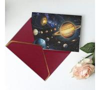 Exploring The Solar System Printed Blank Greeting Card-Christmas Card,Thank You Cards,Party Invitation Card Festival Greeting Cards & All Occasion Dark Red