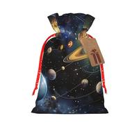 Exploring The Solar System Printed Christmas Drawstring Gift Bags-Xmas Wrapping Bags,Candy Bag,For Holiday Party Decorations,Wedding Party Supplies S Red Christmas Ribbon
