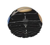 Exploring The Solar System Printed Double Layer Lined Shower Cap,Shower Caps For Women Reusable