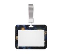 Exploring The Solar System Printed ID Badge Holder with Lanyard, Clear Plastic Badge Holder for Work, School, Hospital, Security - Water Resistant & Dirt Proof