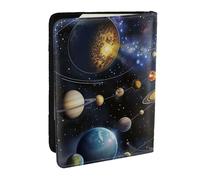 Exploring the Solar System Printed Passport Holder - 6.5 x 4.5 Inch RFID Blocking Travel Wallet,Stylish Passport Cover,Lightweight Document Organizer for Cards