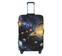 Exploring the Solar System Printed Washable Elastic Luggage Cover for 18-32 Inch Suitcases, Anti-Scratch Stretchable Suitcase Protector with Full Zipper & Locking Buckle, Fashion Travel Bag Cover
