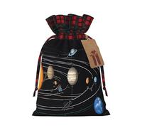 (Exploring the Solar System) Reusable S Size Bag Sack With Drawstring Eco-Friendly Plaid Burlap Pouch For Party Wedding Favors.