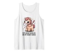 Exploring Worlds On My Hobby Horse Kids Fantasy Tank Top