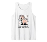 Exploring Worlds On My Hobby Horse Kids Fantasy Tank Top