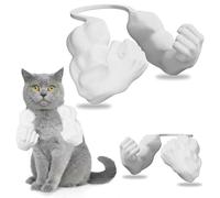 Explorinox Cat Muscular Arms, 3D Printed Muscle Arms Costume for Pets, Funny Cat Dress Up Accessories, Lightweight Neck Hanging Prop for Halloween Photo Shoot and Cats Lovers Gift (White)