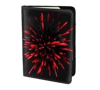 Explosion Burst Red and Black Print Passport Holder for Travel,Wallet Case RFID Blocking Leather Card Slot Protector