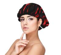 Explosion Burst Red and Black Print Sleeping caps for Women to Protect Hair, Comfortable Nightcap for Curly and Long Hair, Black, One size