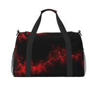 Explosion Burst Red Black Hand Travel Bag - Large Reusable Shopping Tote Bag, Perfect for Outdoor Activities, Sports, Camping & Groceries, Black, One Size