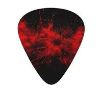 Explosion Burst Red Black Print Guitar Picks 12-Pack - Assorted Thickness Picks (0.46 mm, 0.71 mm, 0.96 mm) with Storage Box & Assorted Unique Design for Acoustic, Electric, Bass, and Ukulele Players