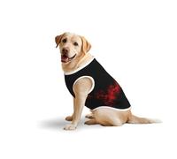 Explosion Burst Red Black Printed Dog Shirt Vest, Stretchy Pet T-Shirts Soft Cotton Sleeveless Vests Breathable Clothes For Large Dogs (3xl-5xl)
