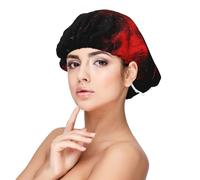 Explosion Burst Red Black Printed Satin Hair Bonnet for Sleeping Double Layer Silk Sleep Cap Hair Wrap Cap for Women Men