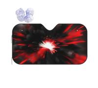 Explosion Burst Red Black Printing Car Windshield Sunshade-Thicken Bubble Block Heat and Sun UV Rays,Front Windshield,Sun Visor