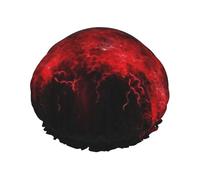 Explosion Burst Red Black Shower Caps for Women Reusable Waterproof Shower Bonnet Large Elastic Bath Caps Double Layers Bathing Hair Caps Designed for all Hair Lengths with PEVA Lining