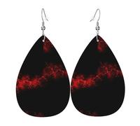 Explosion Burst Red Black Teardrop Pierced Earrings For Women, Geometric Drop Earrings, Fashion Dangle Jewelry For Evening Events