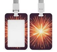 Explosion Firework 3D Badge Holder with Lanyard - Waterproof Hard Plastic ID Card Holder Professional Name Tag Vertical ID Card Name Badge for Office Nurse Doctor Teacher