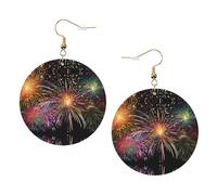 Explosion Firework 3d Elegant Leather Round Earrings-Fashionable And Unique Accessories For Everyday Wear