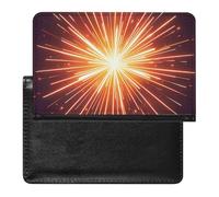 Explosion Firework 3D Passport Holder with 3 Card Slots, Portable PU Leather Travel Wallet, Slim Protective Cover for Passport, ID, Credit Cards