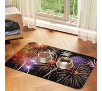 Explosion Firework 3D Patterned Pet Feeding Mat with Water-Absorbing PU Top & Rubber Base - Anti-Slip Dog Cat Food Mat for Cats, Dogs & Pets, 40x60cm