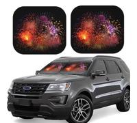 Explosion Firework 3D Print Car Sun Shade Windshield 2-Piece Foldable Front Windshield Sun Visor Sunshade for Car Windshield, L