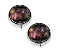 Explosion Firework 3D Print Pill Box 3 Compartment Medicine Pill Case,Portable for Pocket Or Purse Pill Organizer Decorative Metal Medicine Vitamin Organizer Unique Gift