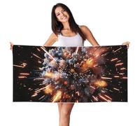 Explosion Firework 3d Quick Soft Beach Towel, 140Ã-70cm Absorbent Lightweight Towels, For Pool, Cabana And Travel