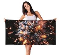 Explosion Firework 3d Quick Soft Beach Towel, 140Ã-70cm Absorbent Lightweight Towels, For Pool, Cabana And Travel