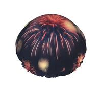 Explosion Firework 3d Reusable Shower Cap,Double Layer Water Shower Non Wetting Hair Cap,Large Size For All Hair Lengths