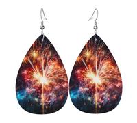 Explosion Firework Leather Earrings for Women Teardrop Earrings Lightweight Dangle Drop Earrings Cute Jewelry Gift