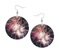 Explosion Firework Leather Round Earrings Daily Accessories Working At Work Women'S Fashion