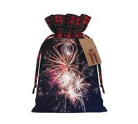 Explosion Firework Print Christmas Gift Bags With Drawstrings For Holiday Gift Bags, Christmas Goody Bags