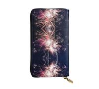 Explosion Firework Print Leather Long Clutch Wallet – Fashionable Personalized Wallet, Multiple Card Slots, Gift Ready, Black, One Size