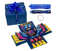 Explosion Gift Box, 5 Layer Explosion Box, Surprise Boxes with Tape and Bow Ribbon, Scrapbooking Boxes, Creative Surprise Container for Anniversary Festival Record Memories (Blue)